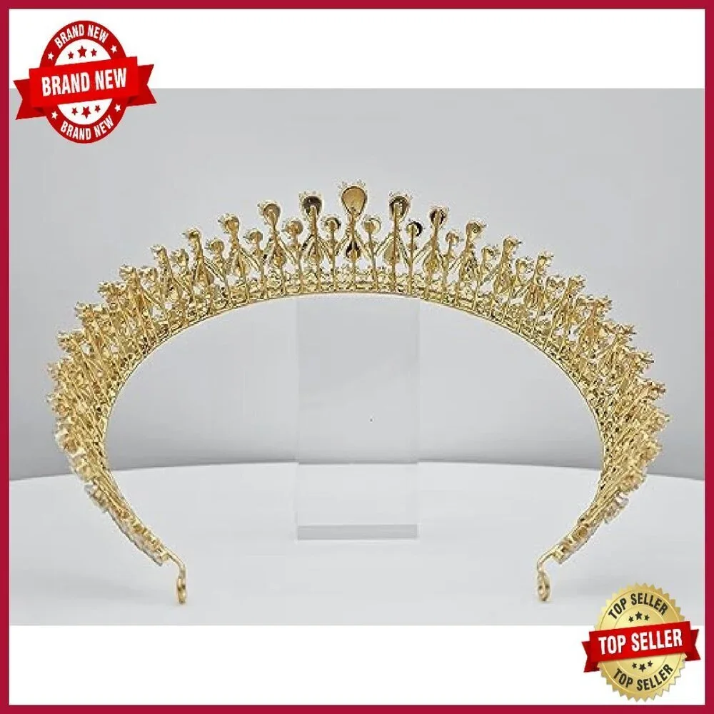 Platinum Plated Cubic Zirconia Tiara Crown for Weddings Proms Pageants